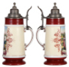 Porcelain stein, 2.0L, 14.2'' ht., transfer & hand-painted, 12. Deutsches Bundesschiessen Nürnberg, 1897, pewter lid, very rare, mint. - 2