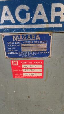 NIAGARA POWER TABLE; MODEL 104; BEADING/CRIMPING ROLLS; S/N: 74444 - 5