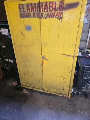 LOT FLAMMABLE CABINET AND CONTENTS INSIDE