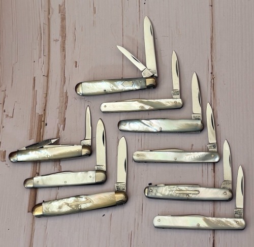 Nine Pearl Folders: Keen Kutter, Sheffield, Cattaraugus, I*XL and LE&C