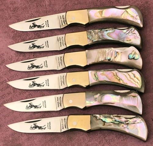 Half Dozen Parker Frost Abalone "Little Mustang" Lockbacks