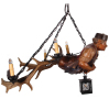 Black Forest Lustermännchen, 30.0” x 29.5” x 27.0” chain ring to bottom of lantern, made in Germany, mid 1900s, linden wood, wonderful painting, Kellner with lantern, metal lantern and lights have been rewired & working properly, excellent quality and con - 2