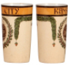 Two Mettlach beakers, .25L, 1290 [2327], Denver, PUG, interior glaze browning; with, .25L, 1290 [2327], Kansas City, PUG, tiny flake. - 3