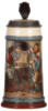 Mettlach stein, 1.0L, 2500, etched, inlaid lid, mint.