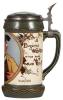 Mettlach stein, 1.0L, 3092, etched, by. H. Schlitt, inlaid lid, mint. - 2