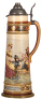 Mettlach stein, 3.3L, 18.3" ht., 994 [2270], PUG, by H. Schlitt, pewter lid, mint.