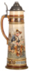 Mettlach stein, 3.3L, 18.3" ht., 994 [2270], PUG, by H. Schlitt, pewter lid, mint. - 2