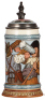 Mettlach stein, .5L, 2639, etched, inlaid lid, mint.