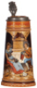 Mettlach stein, 1.0L, 2780, etched, inlaid lid, mint.
