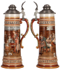 Mettlach stein, 4.5L, 20.7" ht., 1577, etched, pewter lid, mint. - 2