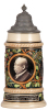Pottery stein, .5L, relief, 1275, by Reinhold Hanke, Otto v. Bismarck, pewter lid, mint. 