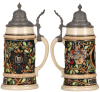 Pottery stein, .5L, relief, 1275, by Reinhold Hanke, Otto v. Bismarck, pewter lid, mint.  - 2