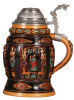 Pottery stein, 1.0L, relief, marked M. & W. Gr., 301, Creussen style, pewter lid, mint.  - 2