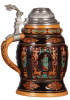 Pottery stein, 1.0L, relief, marked M. & W. Gr., 301, Creussen style, pewter lid, mint.  - 3