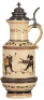 Pottery stein, 2.5L, 16.4" ht., by Diesinger, threading, pewter lid, very good condition.