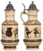 Pottery stein, 2.5L, 16.4" ht., by Diesinger, threading, pewter lid, very good condition. - 2