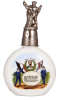 Regimental flask, .25L, porcelain, S.M.S. Wittelsbach, 1904 - 1907, named to: Resv. Reÿer, finial missing one hand, 1" hairline in rear. - 2