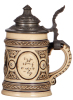 Pottery stein, .5L, relief, marked 395, the inventor of shorthand, pewter lid, mint. - 2