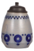 Stoneware stein, 1.0L, relief, marked 1349, made by S.P. Gerz, designed by Bruno Mauder, blue saltglaze, Art Nouveau, pewter lid, glaze flaw, otherwise mint. - 2