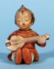 Hummel figurine, 3.9" ht., 53, TMK 1 & 1, Joyful, orange dress, blue shoes, excellent neck repair.