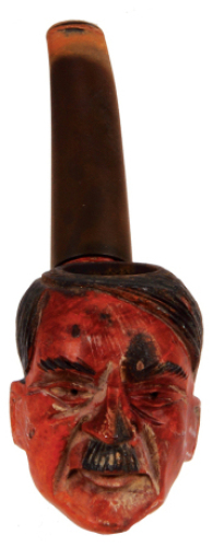 Smoking pipe, 6"l., wood composition, A. Hitler, some scratches and blemishes.