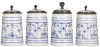 Four porcelain steins, .5L, hand-painted, lithophanes, inlaid lids, mint. - 2