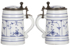 Four porcelain steins, .5L, hand-painted, lithophanes, inlaid lids, mint. - 3