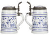 Four porcelain steins, .5L, hand-painted, lithophanes, inlaid lids, mint. - 5