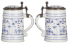 Four porcelain steins, .5L, hand-painted, lithophanes, inlaid lids, mint. - 6