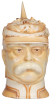 Character stein, .3L, porcelain, marked Musterschutz, by Schierholz, Bismarck, body & lid repaired, displays well.