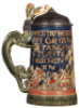 Mettlach stein, .5L, 1786, etched, by Otto Hupp, pewter lid, mint. - 3