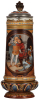 Mettlach stein, 1.4L, 13.1'' ht., 2690, etched, by F. Quidenus, inlaid lid, mint. - 3