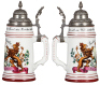 Porcelain stein, .5L, transfer & hand-painted, Occupational Musiker [Musician], rare, pewter lid, mint. From the Etheridge Collection.  - 2