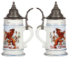 Porcelain stein, .5L, transfer & hand-painted, Occupational Heizer [Furnace Stoker], rare, pewter lid, mint. From the Etheridge Collection.  - 2