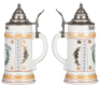Porcelain stein, .5L, transfer & hand-painted, Occupational Glas Arbeiter Verband [Glass Worker Association], pewter lid, mint.  From the Etheridge Collection & pictured in the Occupational Stein Book. - 2