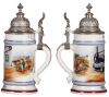 Porcelain stein, .5L, transfer & hand-painted, Occupational Maschinist Ferben [Machinist], rare, pewter lid, mint.  From the Etheridge Collection & pictured in the Occupational Stein Book. - 2