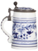 Porcelain stein, .5L, transfer & hand-painted, Faust's Own, porcelain inlaid lid: photograph of Tony Faust, faint lithophane line, mint. - 3