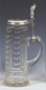 Glass stein, .5L, blown, cut, porcelain inlaid lid: young boy, mint. - 2
