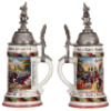 Regimental stein, .5L, 11.5" ht., porcelain, 1. Esks., Drag. Regt. Nr. 26, Stuttgart, 1901 - 1904, two side scenes, roster, Württemberg thumblift, named to: Gefreiter Retzbach, mint. - 2