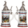 Regimental stein, .5L, 10.9" ht., porcelain, 8. Comp., Inft. Regt. Nr. 180, Schw. Gmünd, 1904 - 1906, two side scenes, roster, Württemberg thumblift, named to: Tambour Gefr. Seitz, mint. - 2
