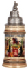 Regimental stein, .5L, 11.1'' ht., pottery, 1. Esk., 2. Garde Dragoner Regt., Berlin, 1907 - 1910, two side scenes, eagle thumblift, roster, named to: Gefr. Willi Brüggemann, mint.
