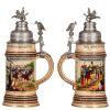 Regimental stein, .5L, 11.1'' ht., pottery, 1. Esk., 2. Garde Dragoner Regt., Berlin, 1907 - 1910, two side scenes, eagle thumblift, roster, named to: Gefr. Willi Brüggemann, mint. - 2