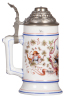 Porcelain stein, .5L, transfer & hand-painted, children, Christoph Kepp, scenes with telegraph, telephone, train & post, pewter lid, mint. - 3