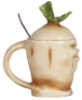 Character mustard jar, 3.6" ht., porcelain, marked Musterschutz, by Schierholz, Sad Radish, mint. - 3