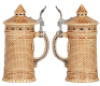 Character stein, 5.6" ht., pottery, Nürnberg Tower, pottery lid, mint. - 2
