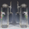 Glass stein, .5L, pressed, transfer, Munich Child, pewter lid, mint. - 2