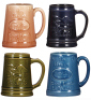 Four pottery mugs, .5L, 5.0" ht., Rookwood Pottery Commercial Ware, Starkville, Miss., all with Rookwood marks & dates, body shape 7301, two for Wiedemann Brewing Co., Newport, KY, 1948 & 1966, two for Falls City Beer, Louisville, KY, both 1948, all mint.