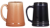 Four pottery mugs, .5L, 5.0" ht., Rookwood Pottery Commercial Ware, Starkville, Miss., all with Rookwood marks & dates, body shape 7301, two for Wiedemann Brewing Co., Newport, KY, 1948 & 1966, two for Falls City Beer, Louisville, KY, both 1948, all mint. - 2