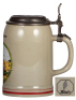 Third Reich stein, .5L, modern [New], marked Allach SS, Infantry scene with large flag, pewter lid with helmet, mint. A DETAILED PHOTO OF THE BODY & THE LID IS AVAILABLE, PLEASE EMAIL YOUR REQUEST. - 2