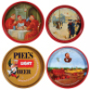 Twenty-three beer trays, 11.5" to 13" d., Ambrosia Brewing Company Beer, Washington’s Headquarters Valley Forge 1777, Piel’s Light Beer, Jacob Leinenkugel Brewery Circa 1900, Jacob Leinenkugel Brewing Company, Carlsberg, Jacob Best Premium Light Beer, Bal - 2